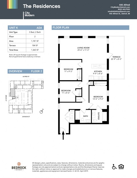 Floor plan for 3 beds, 2 baths, 1181 sqft
